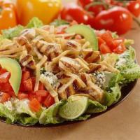 Chile Lime Salad · Chicken, steak or carnitas, romaine lettuce, cotija cheese, tomatoes and avocado topped with...