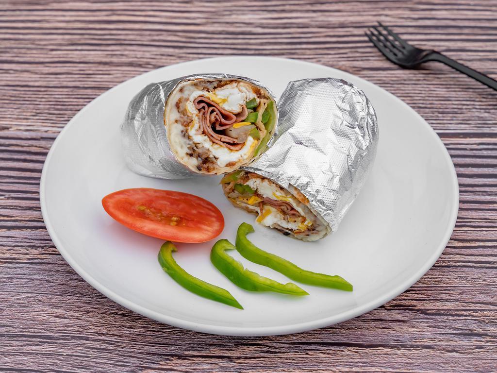 Burrito Regular · The meat of choice, beans, rice, onions, cilantro and salsa.