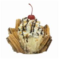 Hot Churro Sundae · Cinnamon sugar churros topped with your favorite ice cream and whipped cream and drizzled wi...