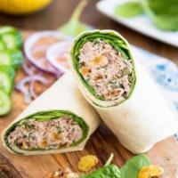 Tuna Salad Wrap · Choice of tortilla. Served with tuna salad, romaine lettuce, tomatoes and red onions.