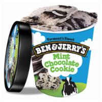 Ben & Jerry's Mint Chocolate Cookie (1 Pint) · A perky peppermint ice cream with plentiful chunks of chocolate sandwich cookies. 16oz