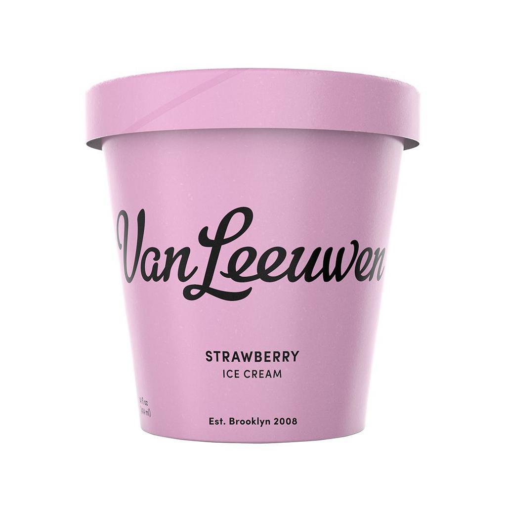Strawberry by Van Leeuwen Ice Cream · By Van Leeuwen Ice Cream. Nothing makes us happier than this Strawberry Ice Cream. Oregon-grown strawberries. Delicately picked at peak ripeness. Then shoved in to a dark alley where fresh cream, egg yolks, and pure cane sugar get to work initiating strawberries in to the ice cream gang. Contains dairy and eggs. We cannot make substitutions.