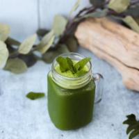 Super Greens Juice · Spinach, lime, green apple ginger and coconut water.
