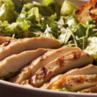 Mighty Caesar with Chicken · The king of all salads. Fresh, crisp romaine lettuce and shredded Parmesan cheese tossed wit...