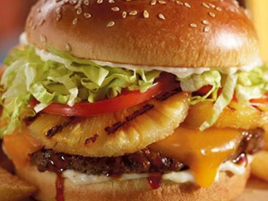 Banzai Burger · The burger of beach bums, surfer dudes and hungry people. Glazed in teriyaki and topped with grilled pineapple, Cheddar, lettuce, tomatoes and mayo for a taste wave that’ll knock you off your board.