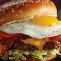 Royal Red Robin Burger · Which came first, the bacon or the egg? Who cares? You can have them both at once! Plus melt...