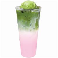 Rose Matcha Float · Fresh milk infused with rose flavor with a layer of premium grade matcha topped off with mat...