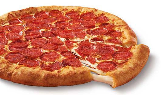 ExtraMostBestest Stuffed Crust Pepperoni · Large round pepperoni pizza with a ring of cheese baked into the crust.