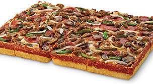 Detroit Style Deep Dish Ultimate Supreme Pizza · Large Detroit-style deep dish pizza with pepperoni, sausage, mushrooms, onions and green pep...