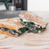 The Green Sandwich · Sauteed kale, portobello, Swiss, multigrain griddle.