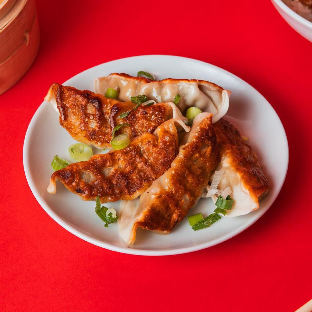 5 Pack Potstickers · Pan-seared with your choice of either Ginger Chicken or Green Vegetable filling.