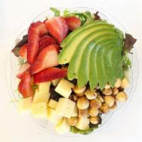 Strawberry and Havarti Salad · Mixed greens, avocado, hazelnuts, and sherry vinaigrette.