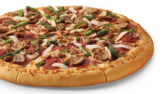 Ultimate Supreme Pizza · Large round pizza with pepperoni, sausage, mushrooms, onions and green peppers.
