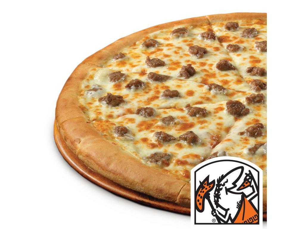 Classic Italian Sausage Pizza · Large round pizza with Italian sausage.