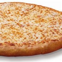 Classic Cheese Pizza · Large round pizza with cheese.