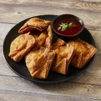 107. Crab Rangoon · 6 pieces. Fried wonton wrapper filled with crab and cream cheese.