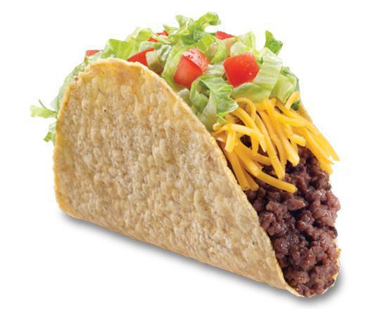 Crisp Taco · Seasoned beef, cheddar cheese, shredded lettuce and diced tomatoes in a homemade corn taco shell.