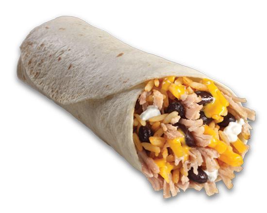 Sweet Pork Burrito · Sweet and savory pork carnitas, black beans, seasoned rice, cheddar cheese, and sour cream wrapped in a home-style tortilla.