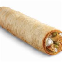 Crisp Chicken Burrito - A TacoTime Original · Hand-rolled in a  flour tortilla filled with all-white chicken, cream cheese, mild green chi...