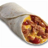 Soft Pinto Bean Burrito · Refried pinto beans, Cheddar Cheese, Enchilada Sauce