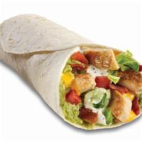 Chicken BLT Burrito · Crispy bacon, all-white chicken, shredded lettuce, diced tomato, guacamole, cheddar cheese a...