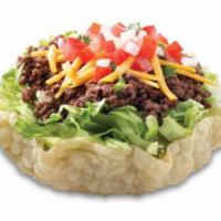 Taco Salad · Taco salad bowl, ground beef, lettuce, cheddar cheese, salsa fresca, and side of ranch