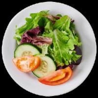 A02. House Salad グリーンサラダ · Mix Green, Roman Lecture, Cherry Tomato, Cucumber with Special Made Japanese Salad Dressing