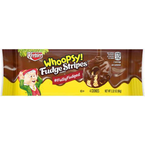 Keebler® Whoopsy Fudge Stripes™ Fully Fudged Cookies 2.32oz · A happy accident in the Hollow tree involving one clumsy Elf and a bucket of fudge lead to the creation of these indulgent cookies