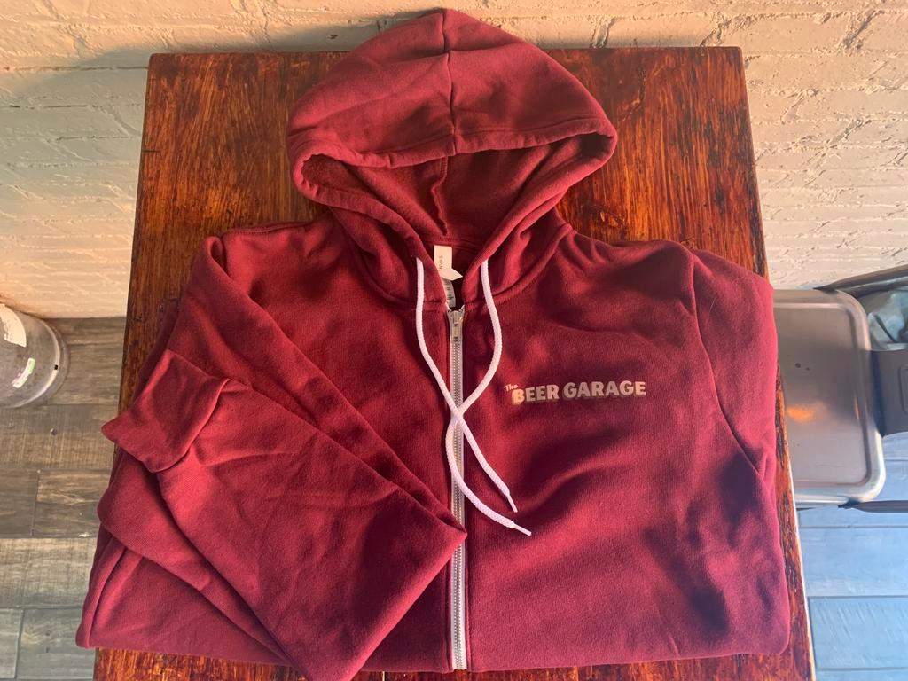 Beer Garage Hoodie (Unisex) · 100% cotton. Sizes S-L available in black color, sizes XL & 2XL available in maroon color.