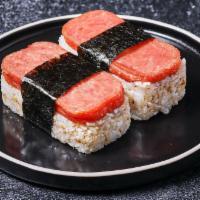 Two Spam Musubi · Two pieces of marinated cooked spam sushi. One of the most popular snacks in Hawaii. 
