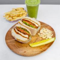BBQ Chicken Sandwich · Chicken cutlet, cheddar cheese, lettuce, tomato, bacon, BBQ Sauce.