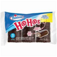 Hostess Ho Hos 3 Count · Trio of chocolate cream-filled pinwheel snack cakes.