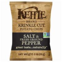 Kettle Chips Salt & Pepper 2oz · Crispy kettle chips in a crinkle cut for bold salt and pepper flavor.