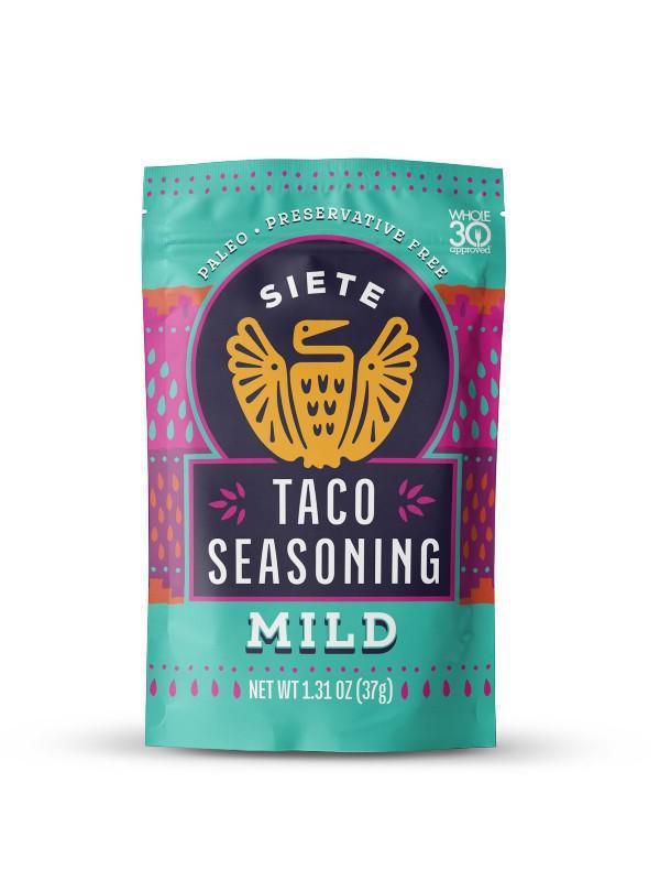 Siete Mild Taco Seasoning (1.3 Oz) · When it comes to taco night, are you the type of person who likes to “take a walk on the mild side?” If so, this Mild Taco Seasoning is for you! We dialed down the heat so we could amp-up the flavor!