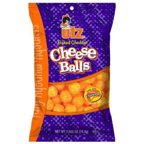 Utz Cheddar Cheese Balls 2.625oz · Our Utz® Baked Cheddar Cheese Balls are covered with real cheddar cheese for a crunchy munchy, perfectly poppable snack that is hard to resist.