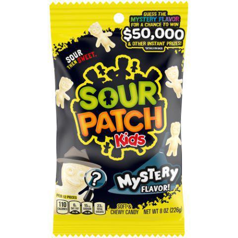Sour Patch Kids Mystery Flavor 8oz · Sour Patch Kids Mystery Soft & Chewy Candy packs a surprise flavor into a mischief-filled soft candy. This signature SOUR THEN SWEET treat satisfies your taste buds and adds a little fun to your snack with the mystery flavor.
