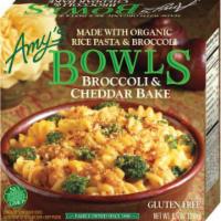 Amy's Broccoli & Cheddar Bake 9.5oz · Organic rice pasta is tossed with a creamy, aged English Cheddar sauce and crisp organic bro...