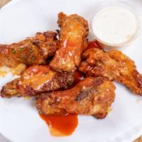 Wings (6)  · Buffalo, BBQ served with celery and dipping sauce