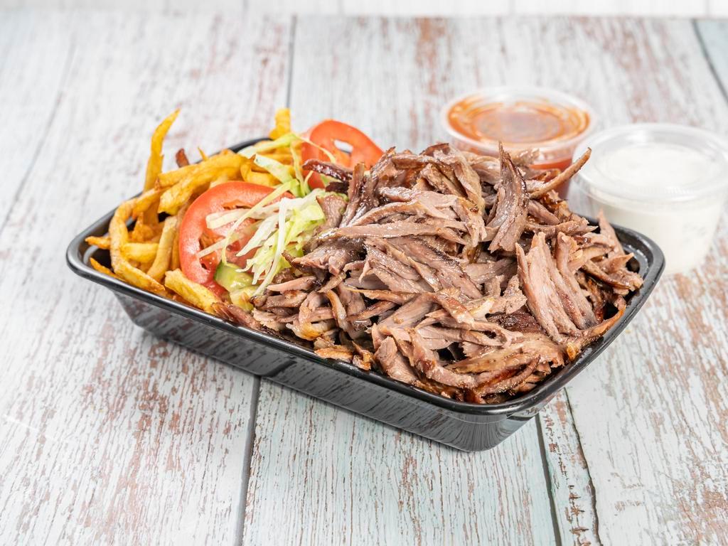 Lamb and Beef Shawarma Platter with Fries · 