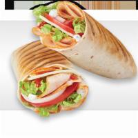 Buffalo Chicken Wrap · Sliced buffalo chicken breast, provolone, tomatoes, lettuce and onion with Frank'so Redmon s...