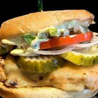 Grilled Chicken Sandwich · Charbroiled Chicken Breast with Lettuce, Tomato, Pickles, Onions, and Special Sauce (contain...