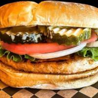 Salmon Burger Combo · Charbroiled, wild-caught Alaskan Salmon Burger with your choice of seasoning, Lettuce, Tomat...