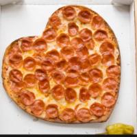 heart-shaped thin crust pizza(Pepperoni) · Celebrate Valentine's Day with a fresh, hot heart-shaped thin crust pizza.
