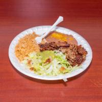 12. Carnitas Plate Combination Plate · Served with tortillas.