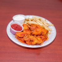 Chicken Wings with Fries Specialty · Buffalo, hot, or plain.