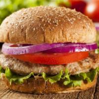 Classic Turkey Burger Deluxe · Fresh turkey patty made with fresh lettuce, tomatoes, onions, and customers choice of dressi...