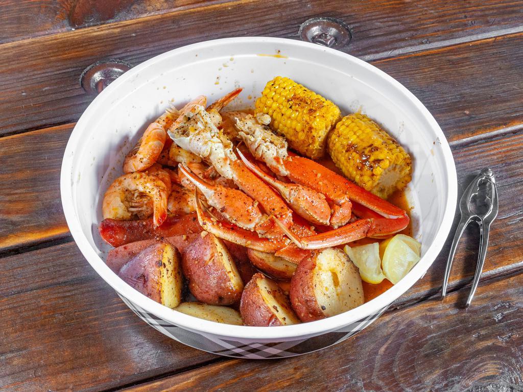 BB Special · 1/2 lb. snow crab legs, 1/2 lb. shrimp, sausage, corn and red potatoes. 