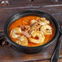 Seafood Gumbo · Made with Cajun roux, Jumbo shrimp, crab meat over long grain white rice and choice of sausa...