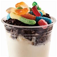 16 oz. Dirty Ice Cream · Crushed Oreos with a big scoop of ice-cream topped with gummy worms.