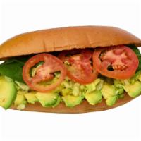 Torta Vegetariana · Generous portion of Avocado with  lettuce, tomato, spinach, cucumber and jalapeño on the side.